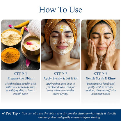 Blue Nectar Turmeric Ubtan Face Pack Powder | Tan Removal Face Pack for Glowing Skin for Women & Men | Multani Mitti with Ayurvedic Herbs for Skin Brightening (9 Herbs, 115 g)