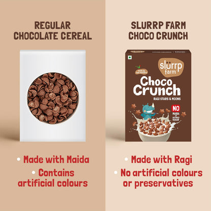 Slurrp Farm Choco Crunch Chocolate Cereal | No Maida, No Refined Sugar, No Added Colour | Ragi Stars and Moons | Healthy Breakfast for Kids | 300 g