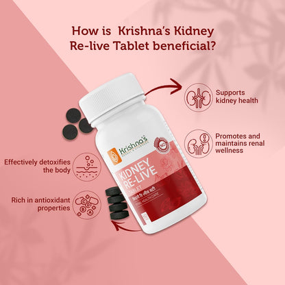 Krishna's Kidney-Re Live Tablets – Advanced Kidney & Urinary Health Support Formula, 60 Tablets (Pack of 1)
