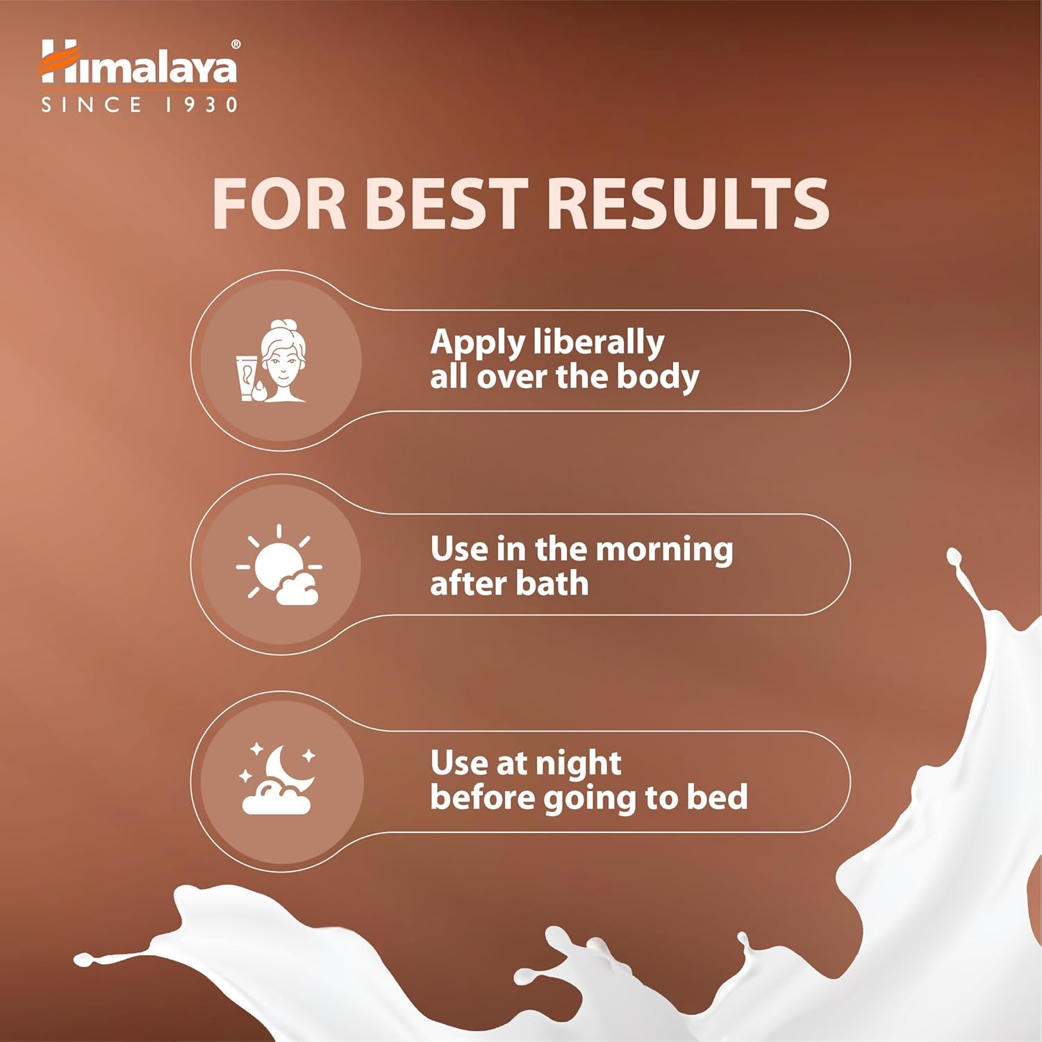 Himalaya skincare product usage instructions on a brown background