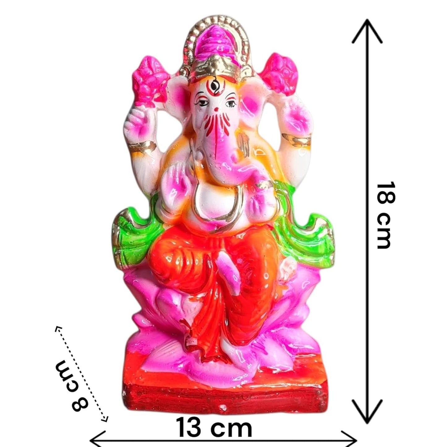 SAUDEEP INDIA 6 Inch Mitti Ganesh Idol | Eco-Friendly Handcrafted Mud/Clay Ganesh Murti | Ganpati Figurine for Visarjan | Biodegradable Lotus Ganesha Statue | Ganesh Chaturthi (Colored Mitti Ganesha)