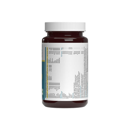 Bottle of supplements with a label on a white background