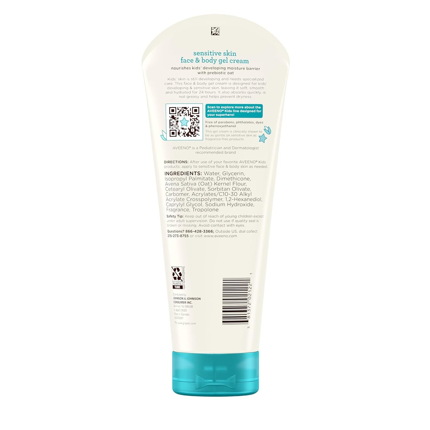 Aveeno Baby Sensitive Skin Face & Body Gel Cream For Kids, 227G
