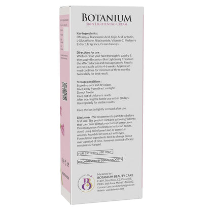 Botanium Skin Lightening Face Cream 30gm | For Melasma, Acne Spot, Freckles & Hyper Pigmentation | Enriched With L-Glutathione, Niacinamide & Vitamin C | Men & Women | Non-Greasy & Lightweight