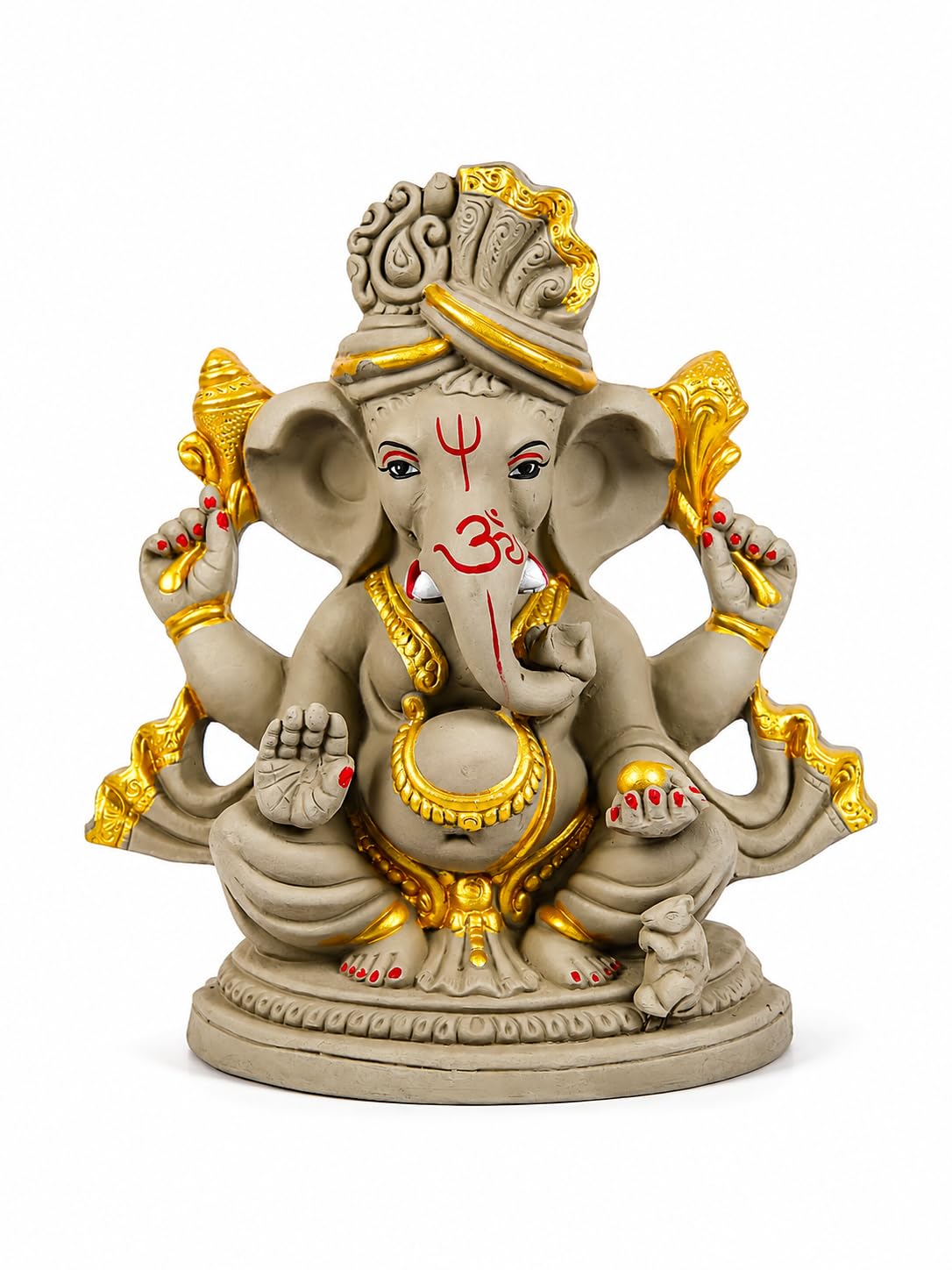 TIED RIBBONS 100% Eco Friendly Clay Mitti Ganesha Idol Statue - (Large, 12 Inch) Murti for Ganpati Visarjan Pooja Room Handcrafted Decoration Items for Ganesh Chaturthi Home Décor Table Gifting Item