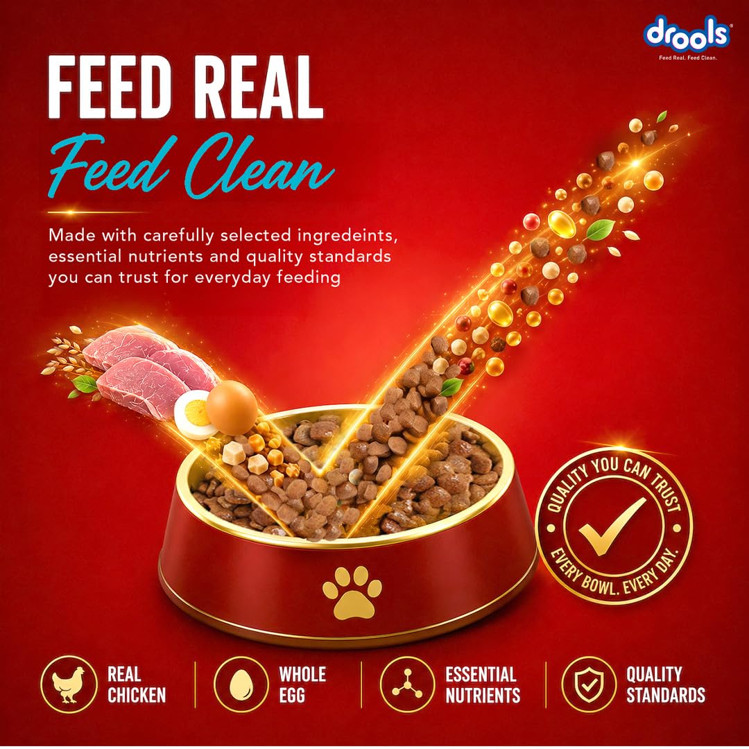 Drools Adult Dry Dog Food 1kg | Fish and Rice Flavour | Fish & Rice Formula | Gentle on Gut | Helps Maintain Strong Muscles and Vitality | Organic Chelated Minerals