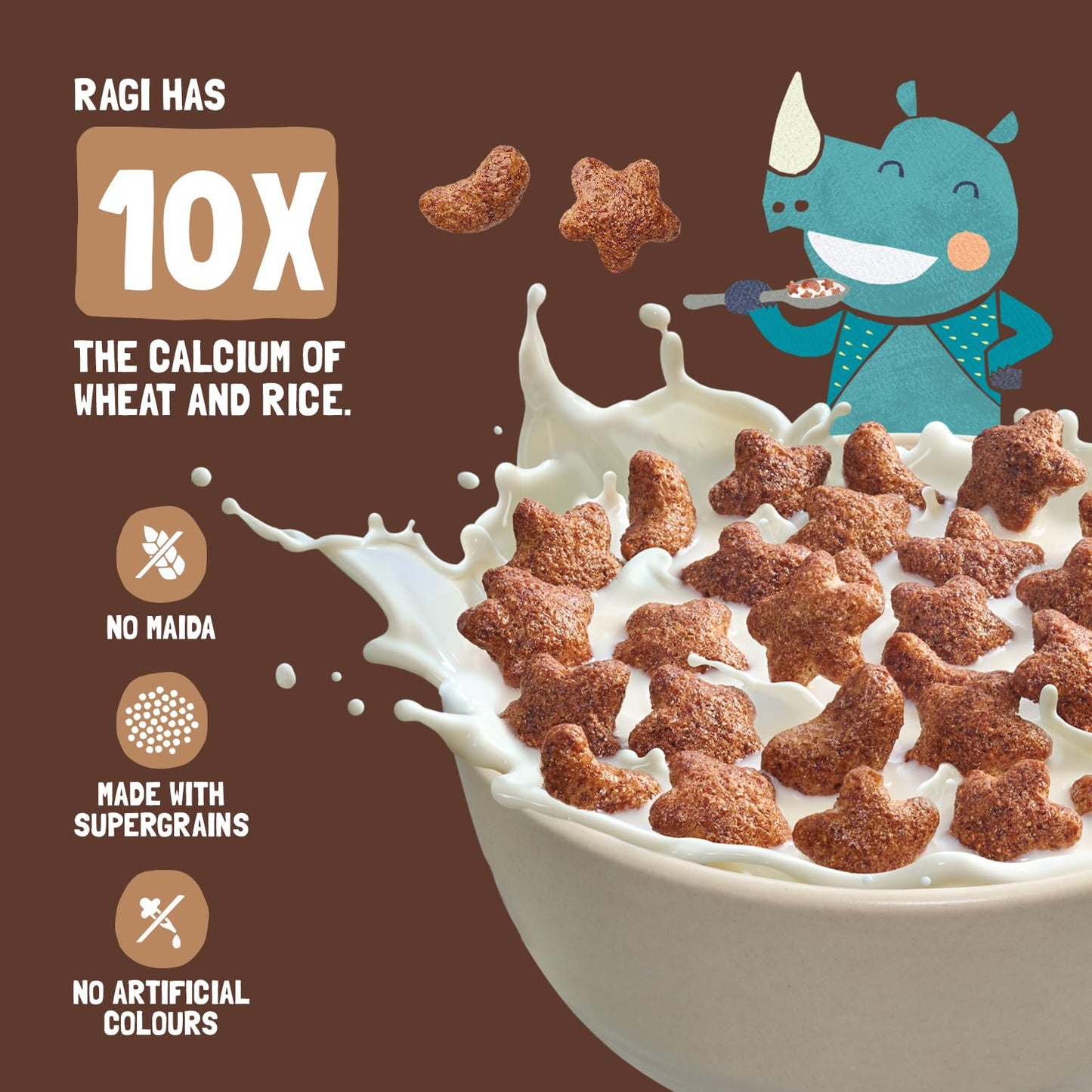 Slurrp Farm Choco Crunch Chocolate Cereal | No Maida, No Refined Sugar, No Added Colour | Ragi Stars and Moons | Healthy Breakfast for Kids | 300 g
