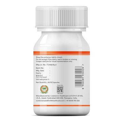 INLIFE Tribulus Terrestris For Men | Gokshura with Saponins >40%, 1000mg per serving - 60 Vegetarian Capsules (Pack of 1, 60)