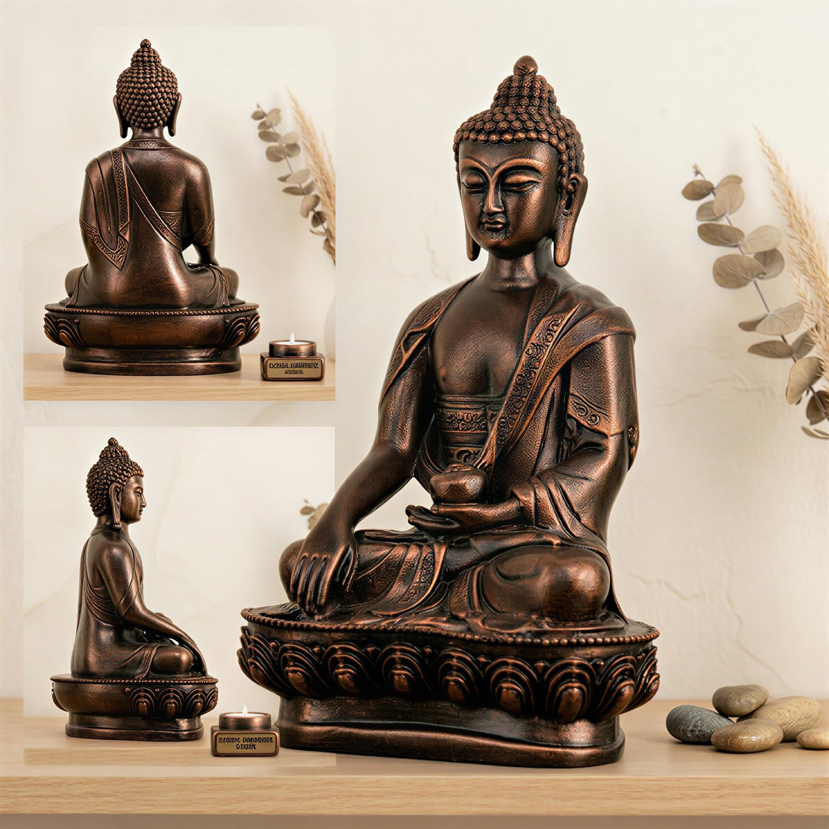 New Limited Edition Meditating Sitting Buddha Idol Statue showpiece Home Decor Decoration Items for Living Room and Gifts (Antique Copper-BS1)