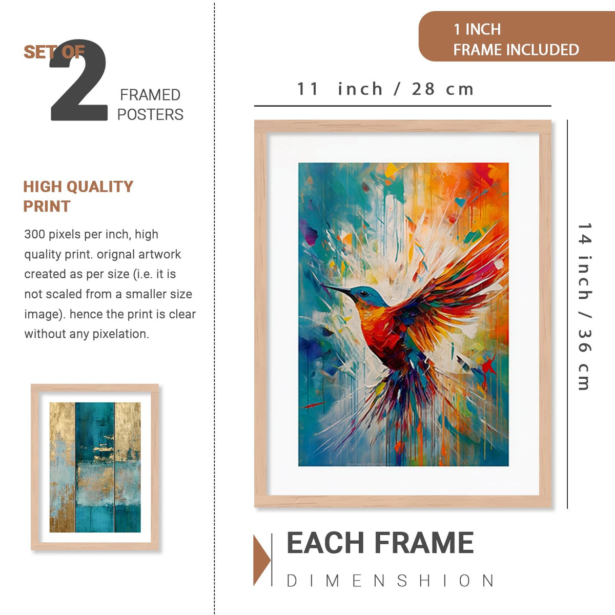 Premium Digital Paintings with Frame for Home Decoration - Painting for Living Room Bedroom Office - Painting for Wall Decoration - Pack of 4 (I)