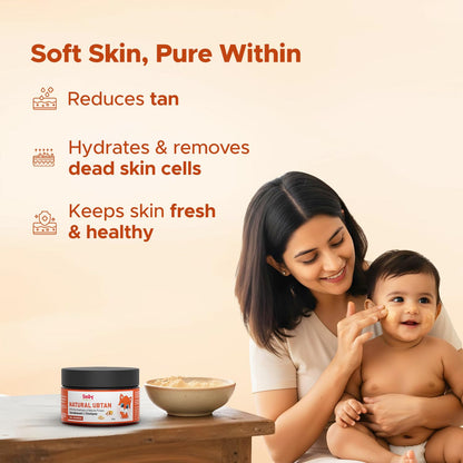 BabyOrgano Ayurvedic Ubtan Bath Powder for Babies, Kids & Mothers 0+ Months | Tan Removal & Skin Brightening | Sandalwood Turmeric Neem & Green Gram | Dermatologically Tested | AYUSH Approved | 100g (Pack of 1)