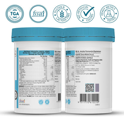 Zephivo Swisse Glucosamine Sulfate+ (60 Serving Pack, Only One Tablet Per Serving) - Higher Absorption Glucosamine - Supports Healthy Joints, Bones & Cartilage