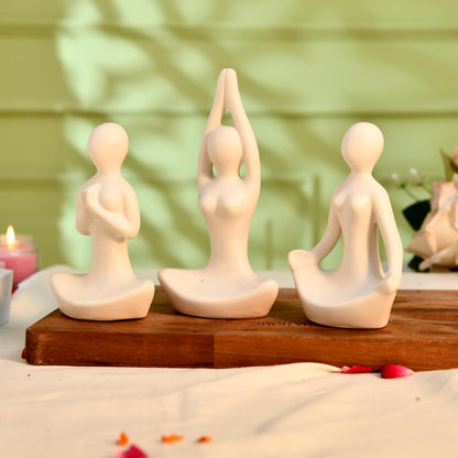 CraftVatika Home Decor Decoration Items for Living Room, Modern Art Lady Yoga Posture Set of 3, Decorative Showpiece Gift for Women, Housewarming Wedding Gifts, Office Shelf Decorations