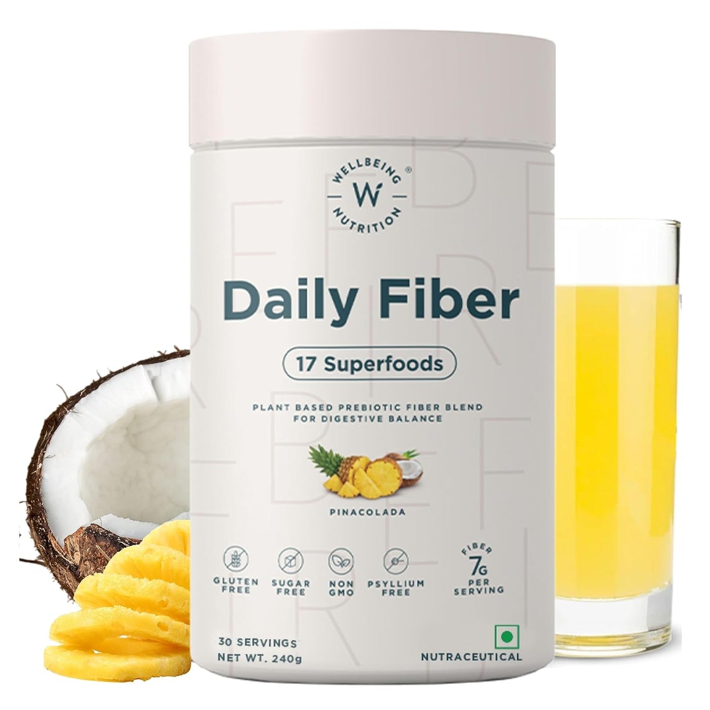 Zephivo Wellbeing Nutrition Daily Fiber Powder | Weight Management, Manages Sugar Control, Bloating, Constipation & Acidity Relief | Organic Prebiotic Digestive Fiber Supplement | 30 Servings