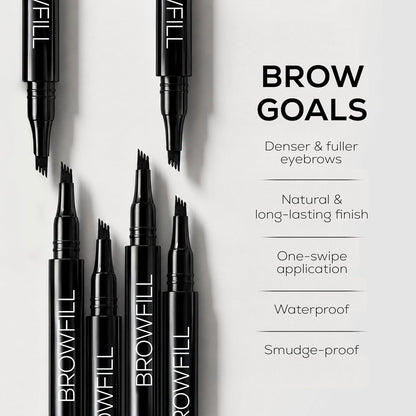 RENEE Browfill Eyebrow Pen - Black | Waterproof & Smudge-Proof | One Swipe Application | Micro Precision | Natural & Long-Lasting Finish | For Denser & Fuller Eyebrows | Easy to Use | Cruelty-Free