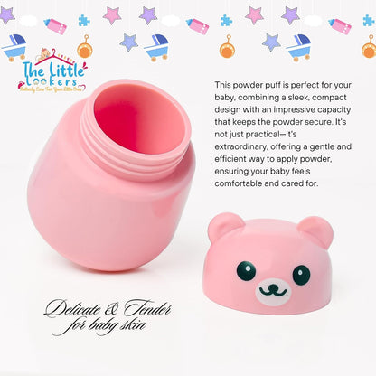 THE LITTLE LOOKERS Baby Powder Puff|Baby Powder Puff With Box|Powder Puff With Box Holder Container|Powder Puff For Babies|Puff Powder Box (Pink),1 Count