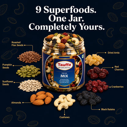 Tauffa Trail Mix | 9 Superfoods | Nuts, Berries & Seeds Mix