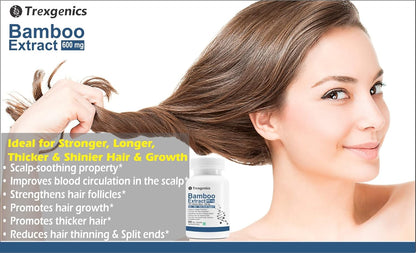 Trexgenics BAMBOO EXTRACT 70% Silica 600 mg Hair,Skin, Nails Support VEGAN & NON-GMO (60 Veg. Capsules) (Pack of 1)