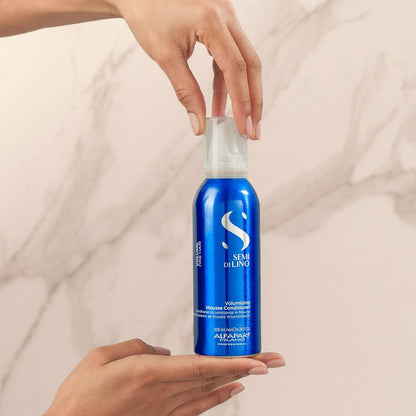 Alfaparf Milano Semi Di Lino Volume Mousse Conditioner for Fine Hair - Anti Frizz Hair Conditioner to Add Volume Body - Hair Thickening Foam - Sulfate Free Professional Salon Quality (6.76 Fl Oz).