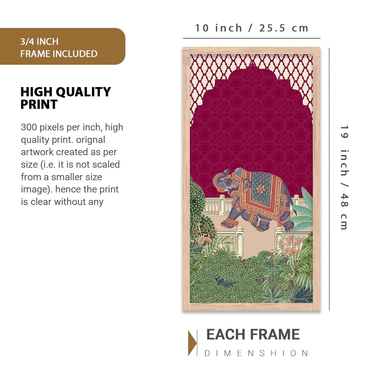 Indian Traditional Madhubani Big Size Art Home Decoration Wall Painting Art With Frame For Living Room Bed Room Hotel Wall DecorDigital Reprint Engineered Wood Set of 3 (4, 10x19 inch, Framed)