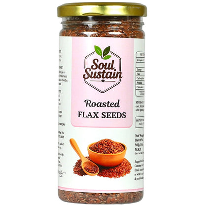 SoulSustain Roasted Flax Seeds | Plant Protein & Fiber Snack | Omega 3 Nutrient Seeds | Gluten Free Vegan Snack for Smoothies, Baking, Salad Topping, Breakfast, Travel, Workout Energy