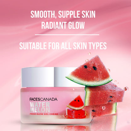 FACESCANADA Watermelon Fresh Glow Gel Creme, 50g | Niacinamide & Vitamin C & B5 | Youthful Glow | No Hyperpigmentation | Soft & Smooth Skin| Refreshing Face Moisturiser For All Skin Types | Vegan