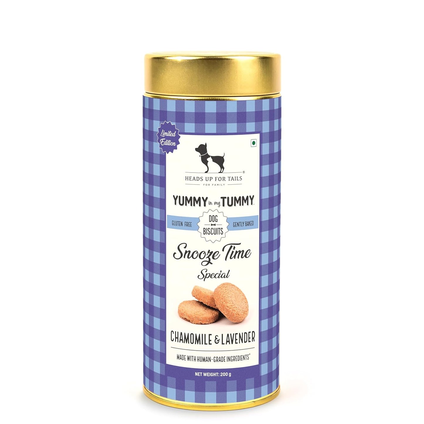 Yummy in My Tummy by HUFT Snooze Time Chamomile & Lavender Dog Biscuits – 200 gm | Calming Gluten-Free Vegetarian Treats for Puppies & Adult Dogs | Crunchy & Healthy Snack for All Breeds Dogs
