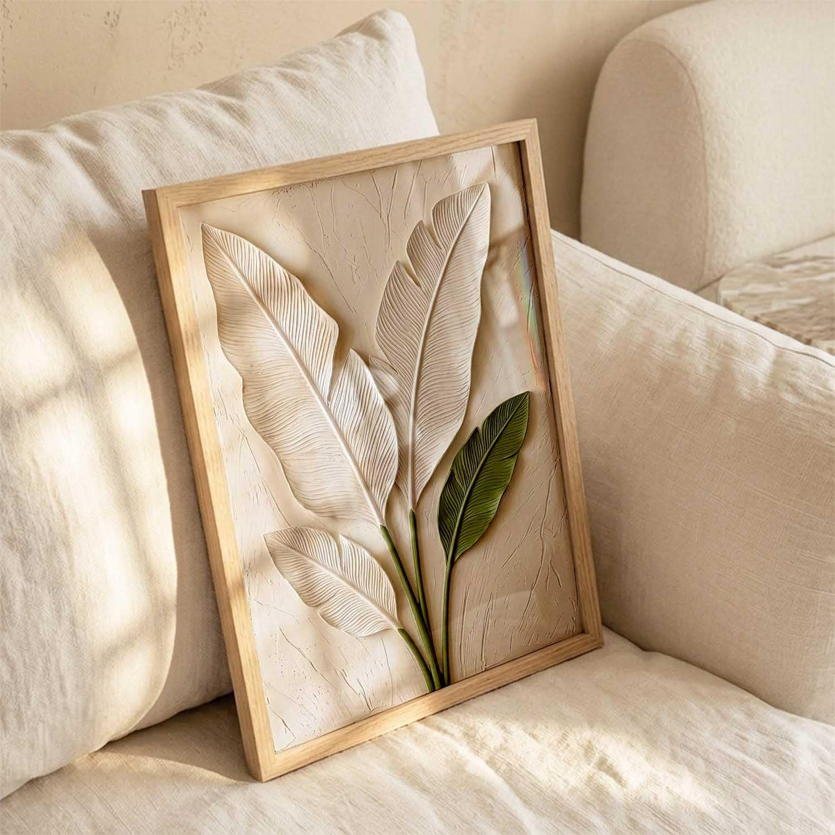 Aesthetic Botanical Art Home Decoration Painting | Leaf Paintings With Frame For Living Room Bed Room Hotel Wall Decor Digital Reprint (13x17 inch)