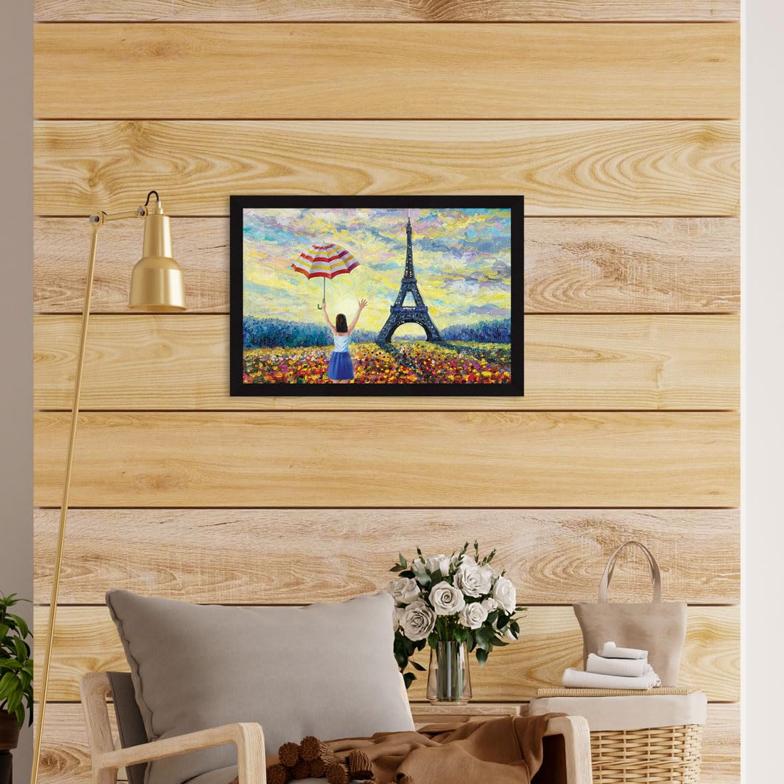 Wall Decor Paintings with Frame for Home Decoration Eiffel Tower, Painting for Living Room - Framed Painting for Wall Decoration, 12.0 X 18.0 inches, Set Of 1