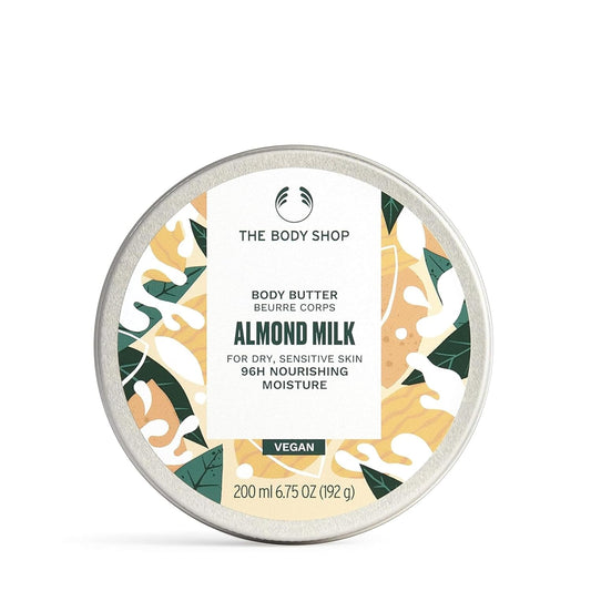The Body Shop Almond Milk and Honey Soothing and Restoring Body Butter, 200 Ml - For Dry, Sensitive Skin | 96 Hr Moisture | Vegan
