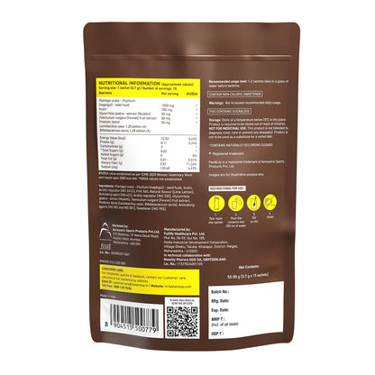 Fast&Up Daily Fiber Isabgol Powder | Psyllium Husk | Fiber Supplement Powder | Constipation Relief | Digestion and Gut Health | Lime & Lemon Flavour | 15 Servings