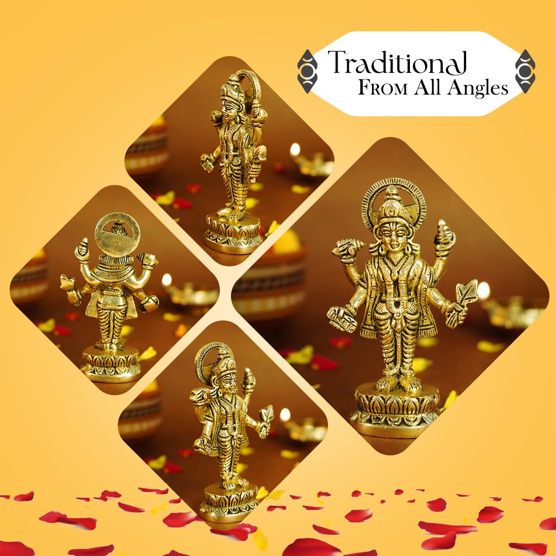 100% Pure Brass Dhanvantari Murti | Lord Dhanvantri Idol | Dhanwantari Idols | God of Health, Healing, and Ayurvedic Medicine | Incarnation of Lord Vishnu | Worshipped On Dhanteras Specially