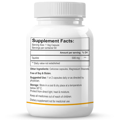 Biotrex Nutraceuticals Taurine 500mg - 60 Veg Capsules
