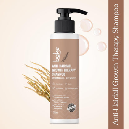 BAKE Rosemary Anti Hair Fall Shampoo for Hair Growth, Hair Fall & Dandruff Control with Black Onion & Methi Dana, Reduces Hair Loss & Prevents Hair Damage, For Men & Women - 200ml