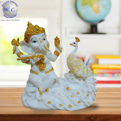 Ganesha Ganesh Ganpati Gajanan Statue Idol Murti Gift Item Decorative Showpiece Multicolor Polyresin Pack of 1 (B014)