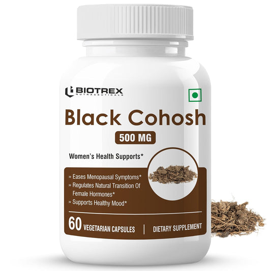Biotrex Nutraceuticals Black Cohosh (10:1) 500mg | Supports Mood Balance & Hot Flashes | Overall Wellbeing & Bone Health | Non-GMO & Gluten Free | 60 Veg Capsule