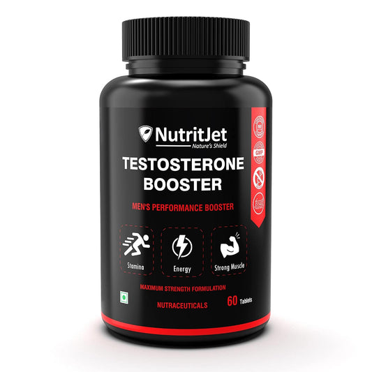 NutritJet Testosterone Booster for Men - Muscle Growth, Strength, Stamina & Performance - 60 Veg Tablets