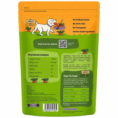 Dogs & Tiddles Carrot & Real Chicken Dog Treats for Puppies & Adult Dogs, 100g | Soft & Chewy Puppy Treats | Tasty Training Treats and Dog Snacks|Supports Digestion & Muscle Health