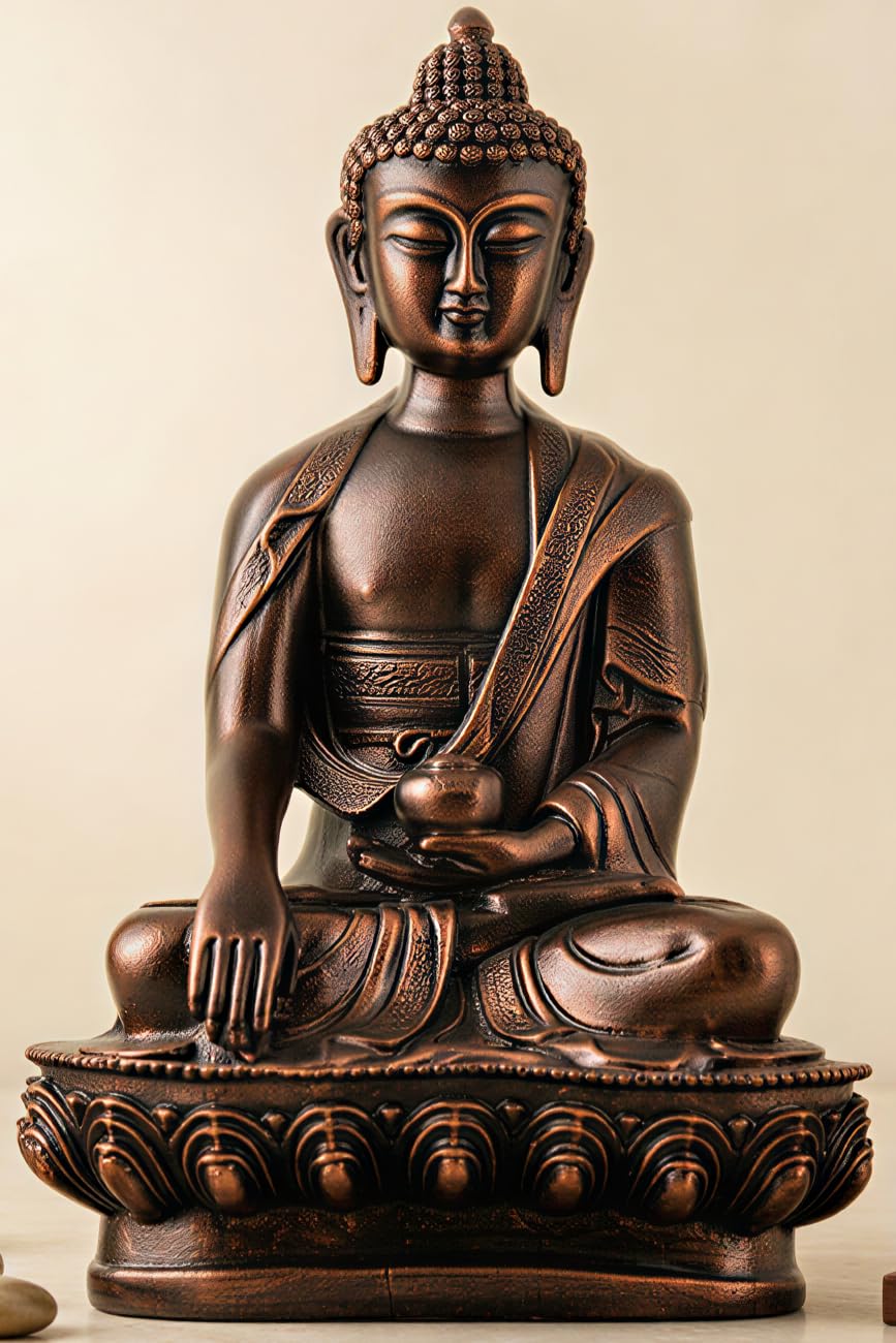 New Limited Edition Meditating Sitting Buddha Idol Statue showpiece Home Decor Decoration Items for Living Room and Gifts (Antique Copper-BS1)