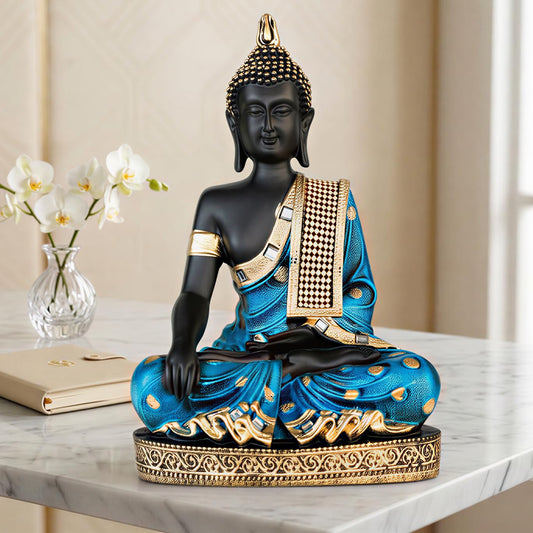Buddha Idol Statue | Home Decoration Items for Living Room (Blue Black)