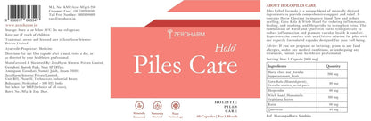 ZEROHARM Holo Piles Care Capsules | Vein Health & Hemorrhoid Relief | Reduces Swelling & Eases Discomfort | 60 Veg Capsules (1 Pack)