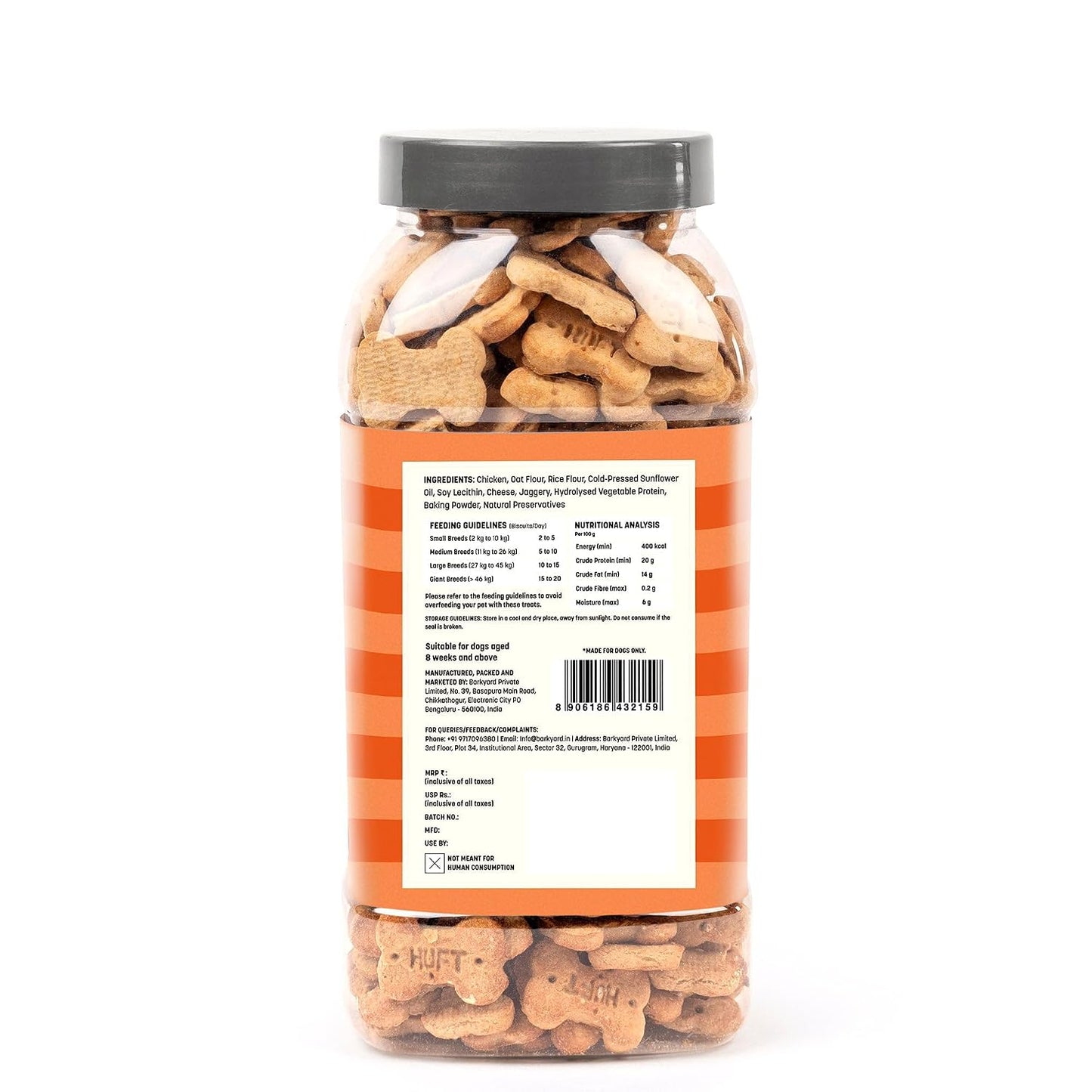Yummy in My Tummy by HUFT Chicken & Cheese Dog Biscuits – 800 gm | Crunchy & Healthy Treats for Puppies & Adult Dogs | High-Protein Snack | Ideal Training Treat for All Life Stages Dogs