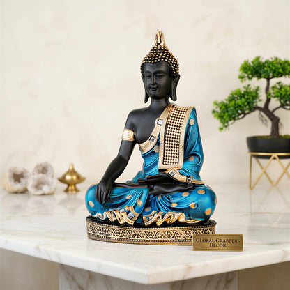 Buddha Idol Statue | Home Decoration Items for Living Room (Blue Black)