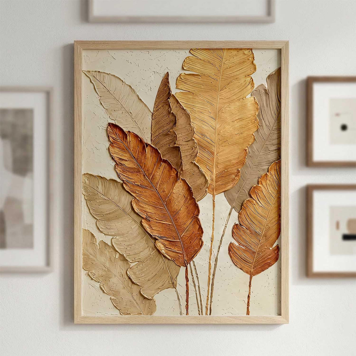 Aesthetic leaf Art Home Decoration | Floral Paintings With Frame For Living Room Bed Room Hotel Wall Decor Digital Reprint (19x25 inch)