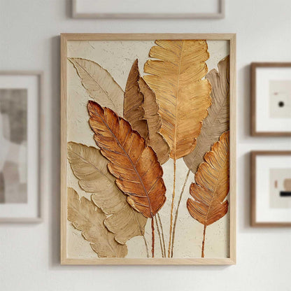 Aesthetic leaf Art Home Decoration | Floral Paintings With Frame For Living Room Bed Room Hotel Wall Decor Digital Reprint (13x17 inch)