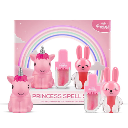 Princess by RENEE Princess Spell Set, Safe & Skin-friendly Lip Care Combo For Preteens | Includes Snowball Lip Balm, Sugar Sparkles Colour Changing Lip Gloss, Bunny Lip Tint