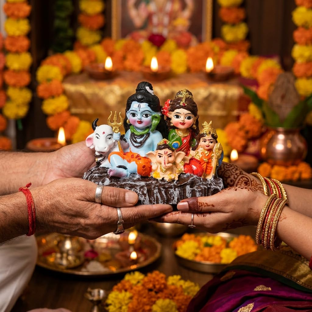 Shiv Parivar Idol for Home Decor | Shiva Family Murti for Puja Room, Temple Decoration, Spiritual Gift & Vastu Showpiece
