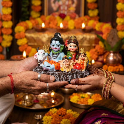 Shiv Parivar Idol for Home Decor | Shiva Family Murti for Puja Room, Temple Decoration, Spiritual Gift & Vastu Showpiece