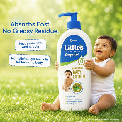 Little's Organix Nourishing Baby Lotion 400 ml | pH 5.5 | with Aloe Vera & Allantoin | Long-Lasting Moisturisation | Dermatologically Tested | Non-Sticky and Light | No Parabens, No Phthalates