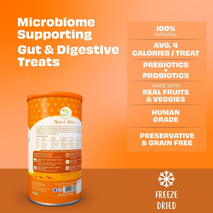 Pawfect Yogurt Melties Freeze-Dried Pre and Probiotic Dog Treats with Carrot, Flaxseed, Pea & Sweet Potato - Gut Health - Low Calories Snacks - Grain-Free - Dog Training Treats (38g/1.34oz)